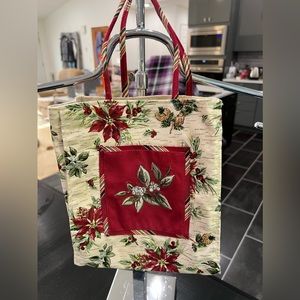 Longaberger Tote Style Fabric Handbag Pocket on Outside Front Size 10 X 8 X 4.5